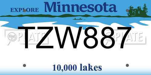 TZW887 Minnesota License Plate