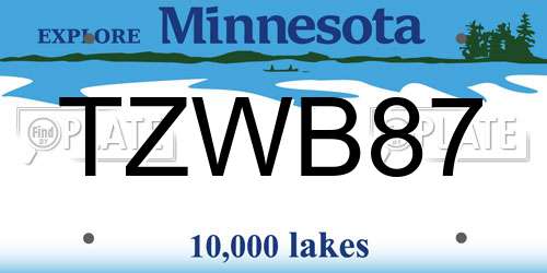 TZWB87 Minnesota License Plate