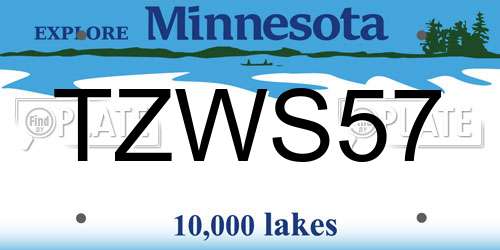 TZWS57 Minnesota License Plate