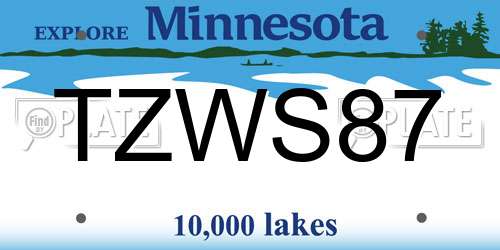 TZWS87 Minnesota License Plate