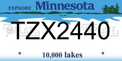 TZX2440 Minnesota License Plate