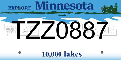 TZZ0887 Minnesota License Plate