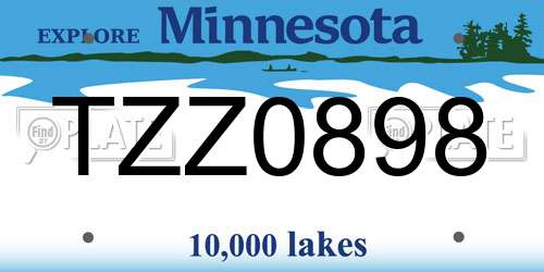 TZZ0898 Minnesota License Plate