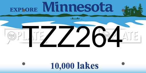 TZZ264 Minnesota License Plate