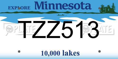 TZZ513 Minnesota License Plate