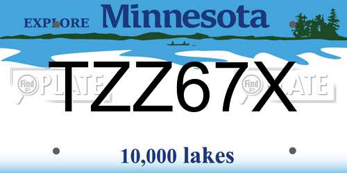 TZZ67X Minnesota License Plate