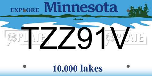 TZZ91V Minnesota License Plate