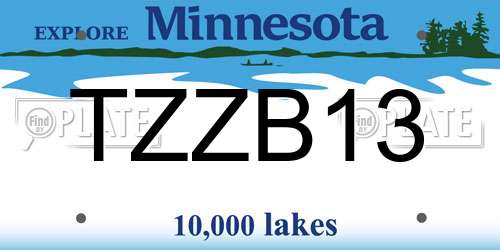 TZZB13 Minnesota License Plate