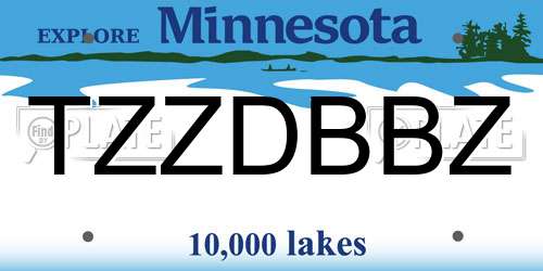 TZZDBBZ Minnesota License Plate