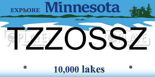 TZZOSSZ Minnesota License Plate