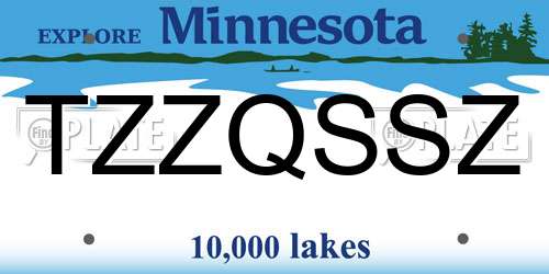 TZZQSSZ Minnesota License Plate
