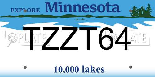 TZZT64 Minnesota License Plate