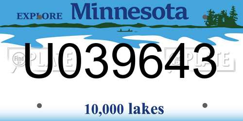 U039643 Minnesota License Plate