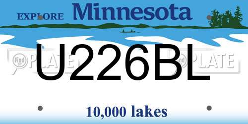 U226BL Minnesota License Plate
