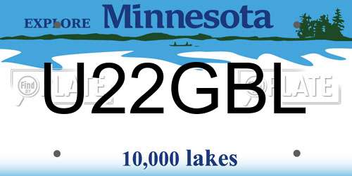 U22GBL Minnesota License Plate