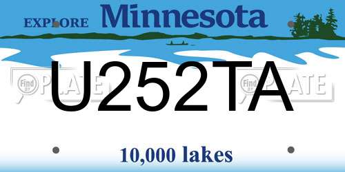 U252TA Minnesota License Plate