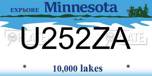 U252ZA Minnesota License Plate