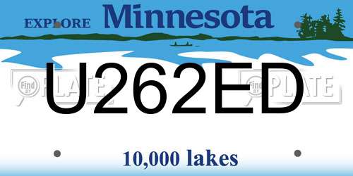 U262ED Minnesota License Plate