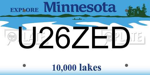 U26ZED Minnesota License Plate
