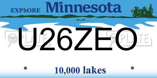 U26ZEO Minnesota License Plate
