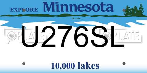 U276SL Minnesota License Plate