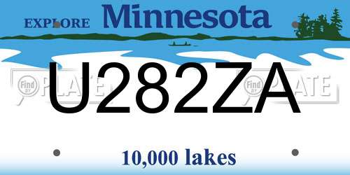 U282ZA Minnesota License Plate