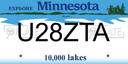 U28ZTA Minnesota License Plate