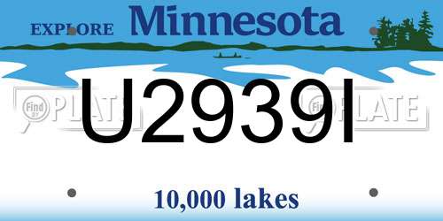 U2939I Minnesota License Plate