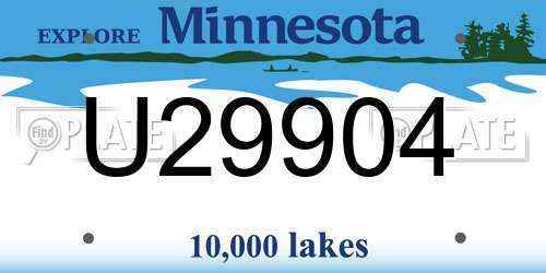 U29904 Minnesota License Plate