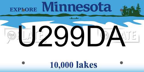 U299DA Minnesota License Plate