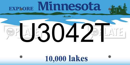U3042T Minnesota License Plate