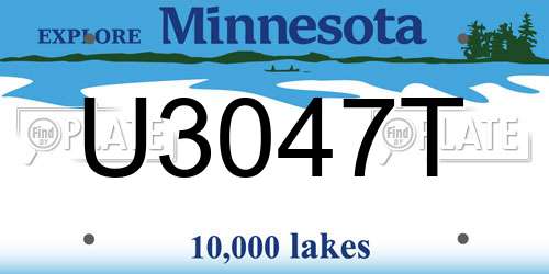 U3047T Minnesota License Plate