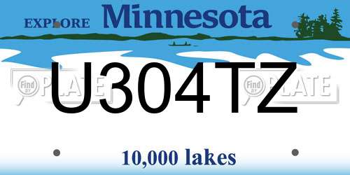 U304TZ Minnesota License Plate