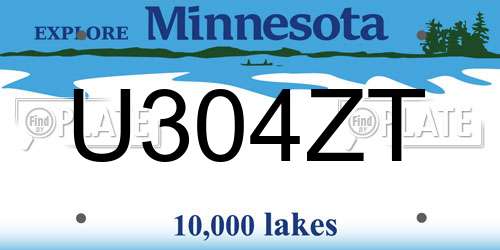 U304ZT Minnesota License Plate