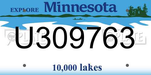 U309763 Minnesota License Plate