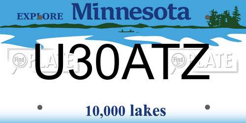 U30ATZ Minnesota License Plate