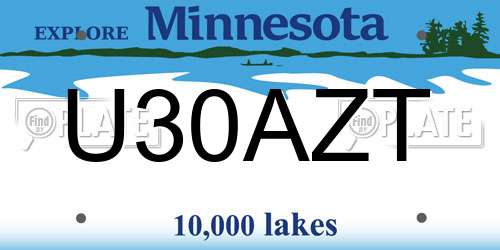 U30AZT Minnesota License Plate