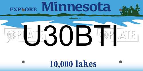 U30BTI Minnesota License Plate