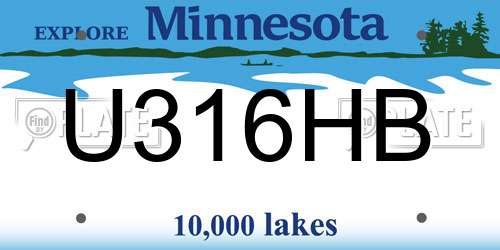 U316HB Minnesota License Plate