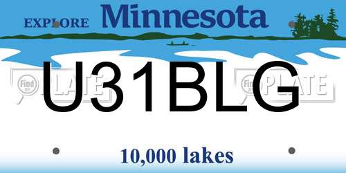 U31BLG Minnesota License Plate