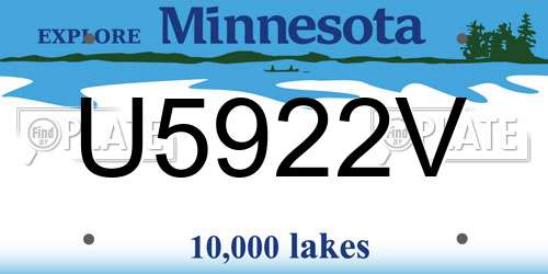 U5922V Minnesota License Plate