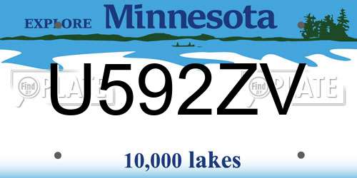 U592ZV Minnesota License Plate