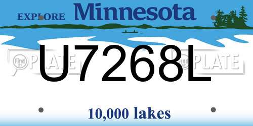 U7268L Minnesota License Plate