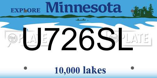 U726SL Minnesota License Plate