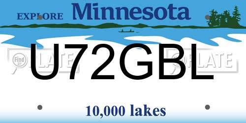 U72GBL Minnesota License Plate