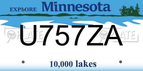 U757ZA Minnesota License Plate