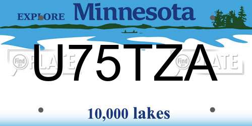 U75TZA Minnesota License Plate