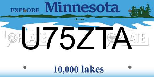 U75ZTA Minnesota License Plate