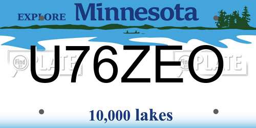 U76ZEO Minnesota License Plate