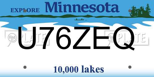 U76ZEQ Minnesota License Plate